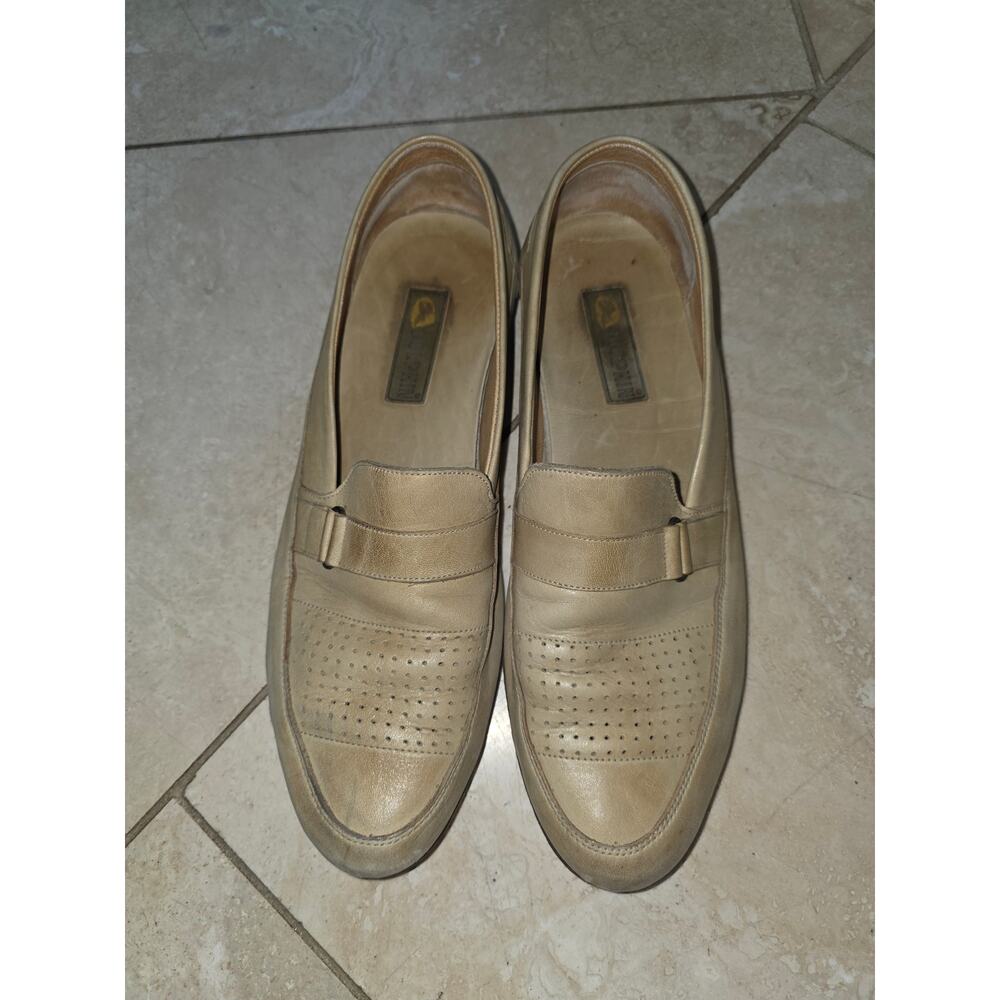 vintage Dolphin, ivory‎ leather penny loafers sz 10
